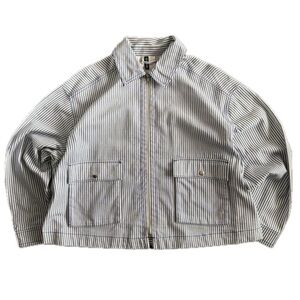 Boxy Oversized Striped Jacket – Blue Workwear Style